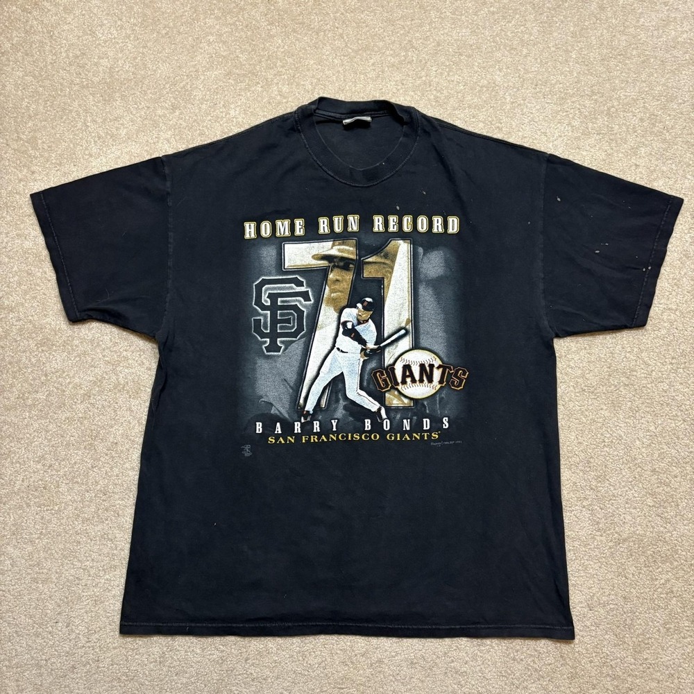 Vtg Barry Bonds San Francisco Giants Shirt Mens XL Black MLB‎ HR Record 2001